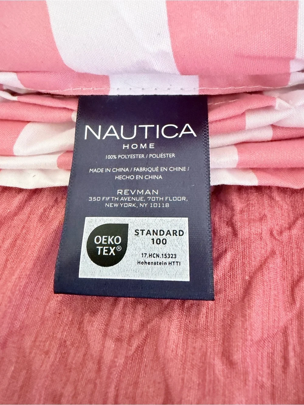 Nautica Pink & White Striped King Size Sheet Set